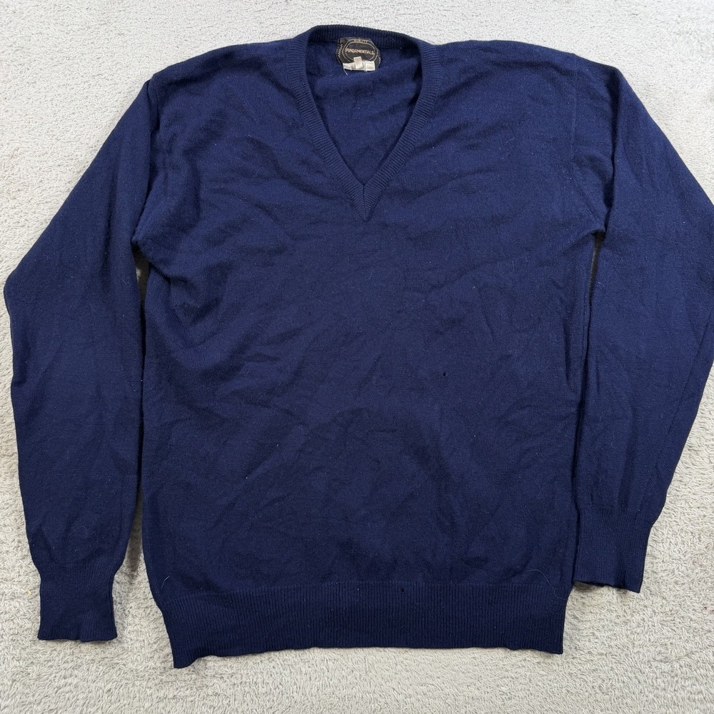 Fundamentals Sweater Mens Medium Navy 100% Cashmere V-Neck Pullover Soft